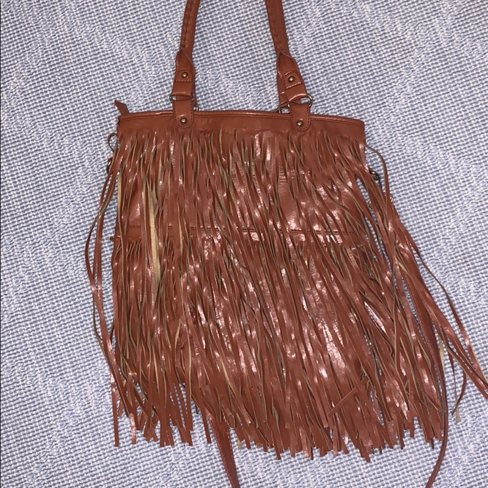 Brown fringe bag